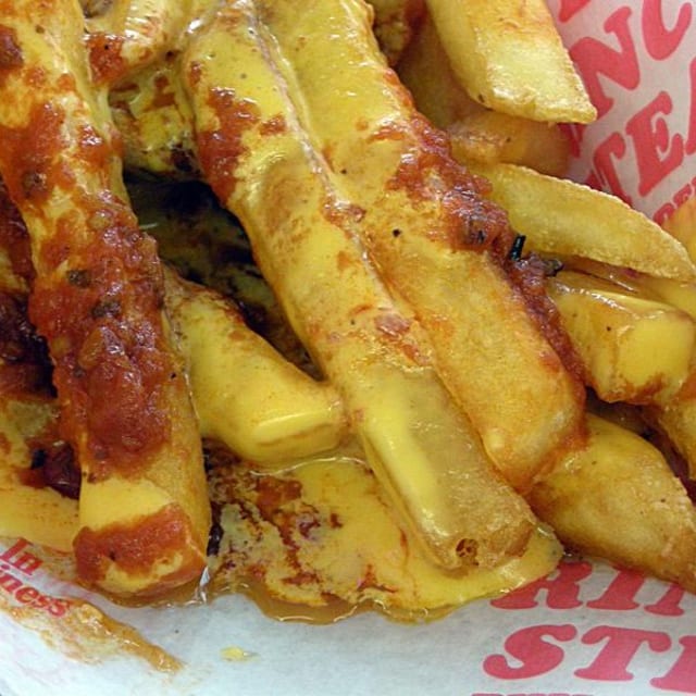 Pizza Fries with Cheese.